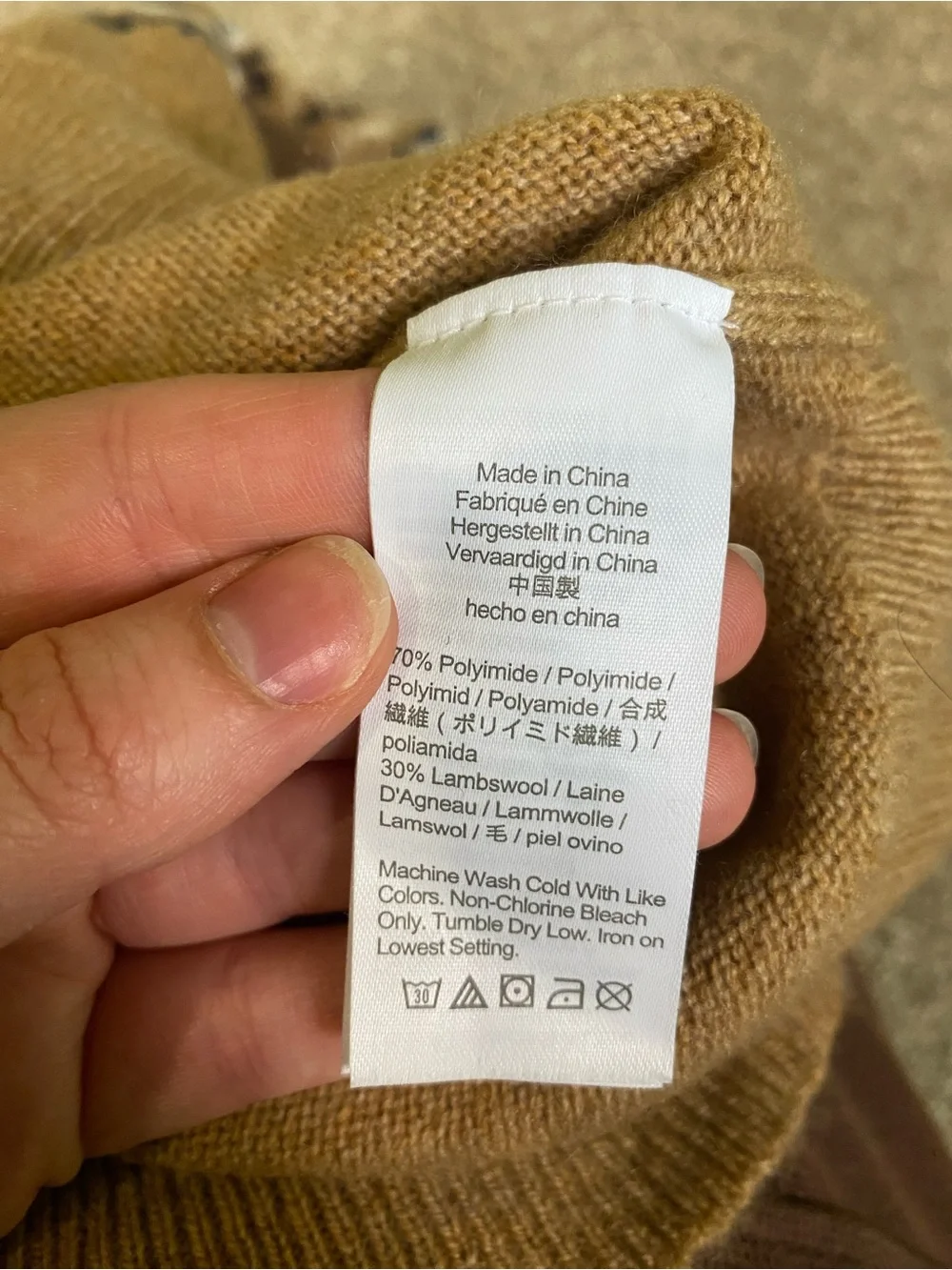 J. Crew Men’s Camel Crewneck with Black & Cream Fair Isle